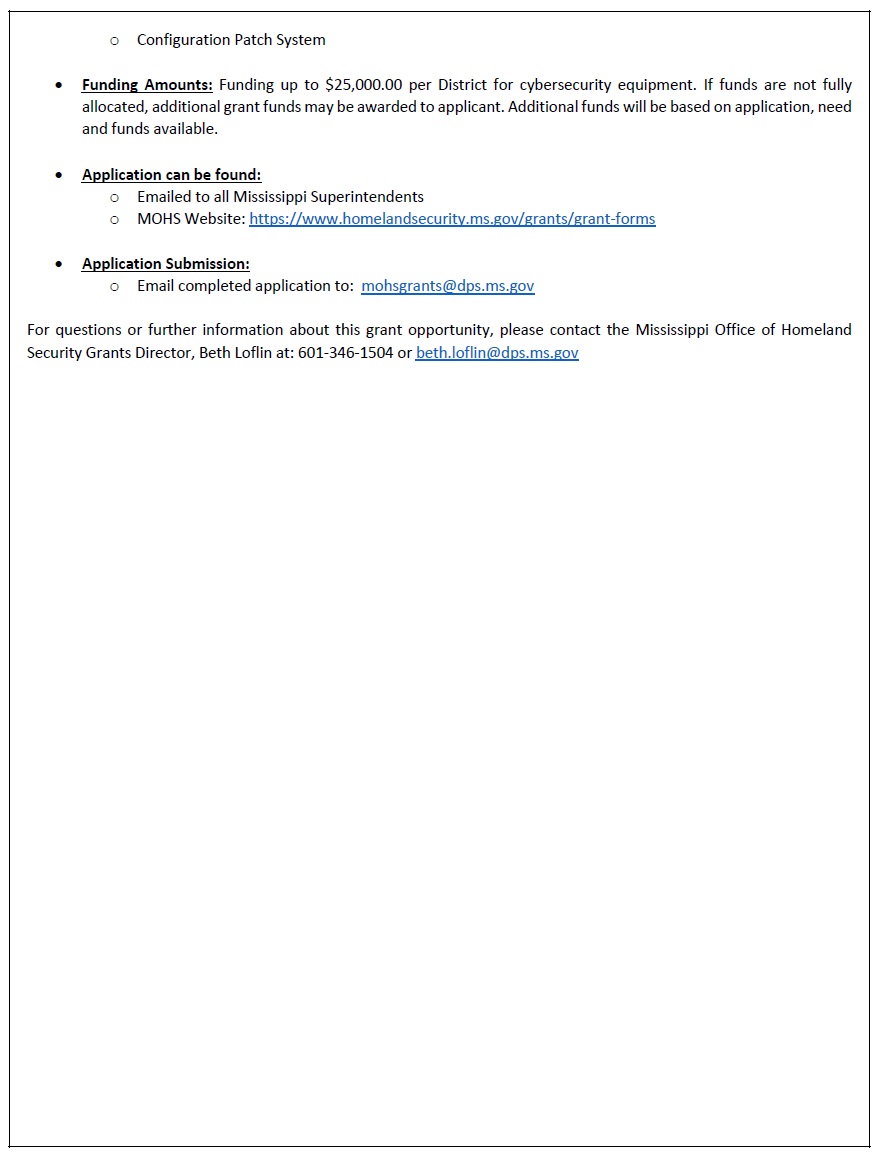 MOHS Announcement of cybersecurity funding for MS school districts page 2
